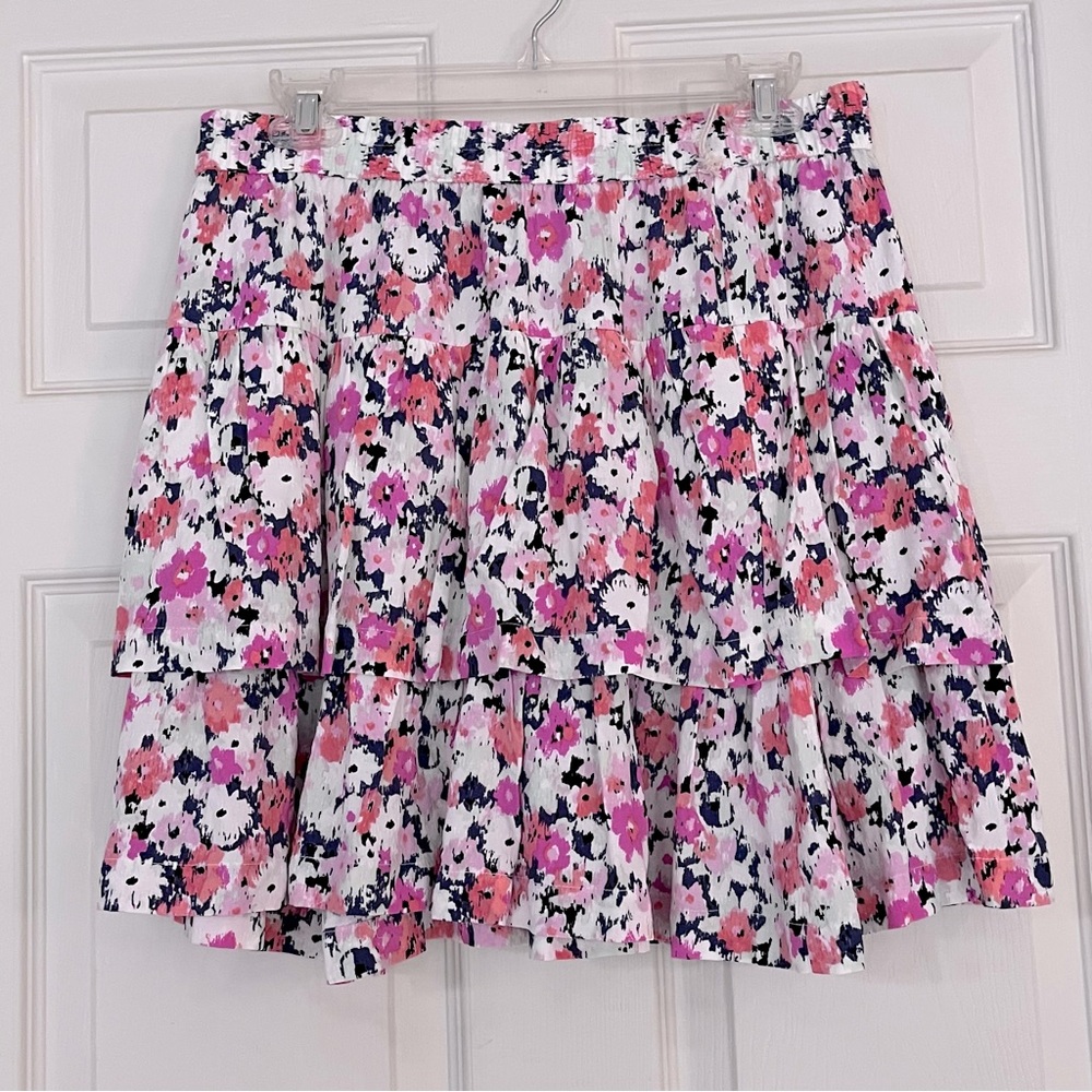 ๐ Target Universal Thread Cream and Pink Floral Tiered Ruffle Mini Skirt Size M - Picture 9 of 13